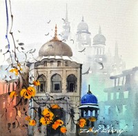 Zahid Ashraf, 12 x 12 inch, Acrylic on Canvas, Cityscape Painting, AC-ZHA-143
